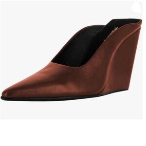 Wansseny Sienna Pointed Toe Wedge High Heel Mules Slip On Ladies Dressy Shoes